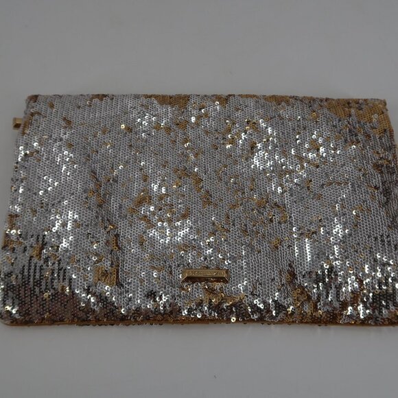 BCBGMaxAzria Silver Gold Sequin Clutch - Picture 6 of 10